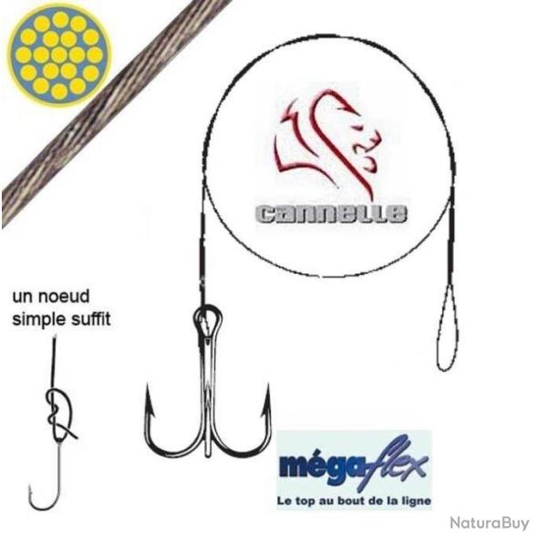 Bas de ligne acier Cannelle Megaflex 40cm 9kg hame�on triple N�4 par 3