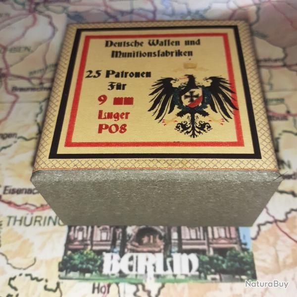 9 mm Luger P08 (Deutsche Waffen Munitions.): Reproduction boite munitions (vide) DWM07 11374921