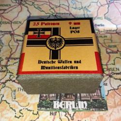 9 mm Luger P08 (Deutsche Waffen Munitions.): Reproduction boite cartouches (vide) DWM17 11374935