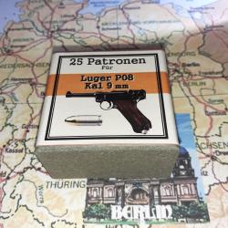 9 mm Luger P08 (Deutsche Waffen Munitions.): Reproduction boite cartouches (vide) DWM37 11374986