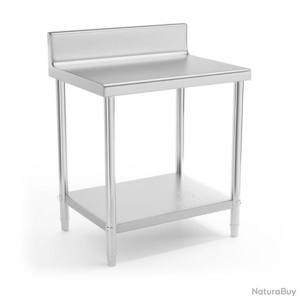Table de travail cuisine professionnelle acier inox 80 x 60 cm avec rebord capacit� de charge de 19