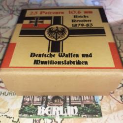 10,6 mm Reichsrevolver (Deut. Waffen Munitions): Reproduction boite munitions (vide) DWM17 11375072