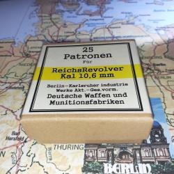 10,6 mm Reichsrevolver (Deut. Waf. Munitions): Reproduction boite cartouches (vide) DWM30 11375086
