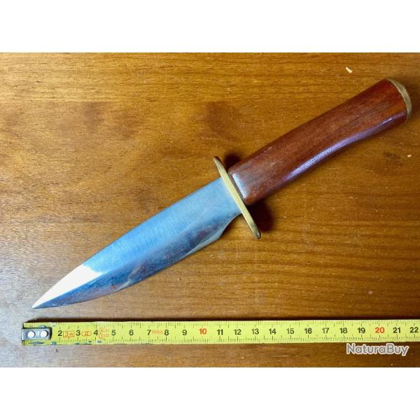 ANCIEN COUTEAU POIGNARD CHASSE ARTISAN BOIS&LAITON LT24CM VINTAGE CHASSE