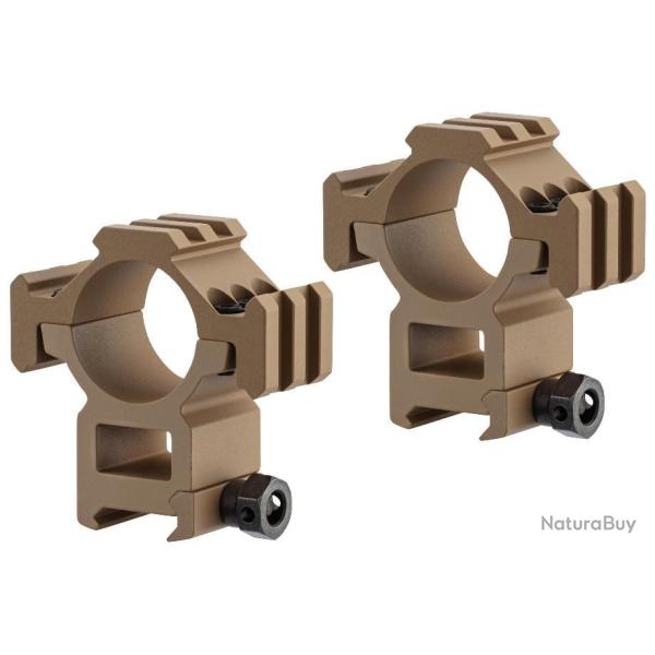 PAIRE DE COLLIERS DE MONTAGE PICATINNY - DIAMETRE 30 MM TAN