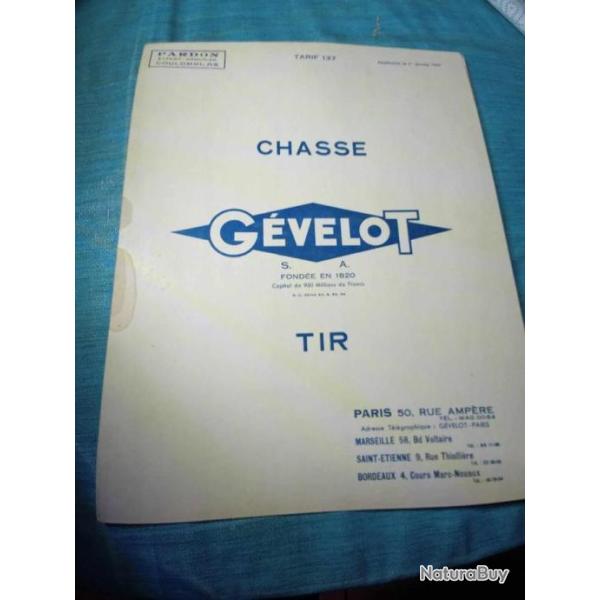 Livret tarif Gevelot janvier 1957 REF 1