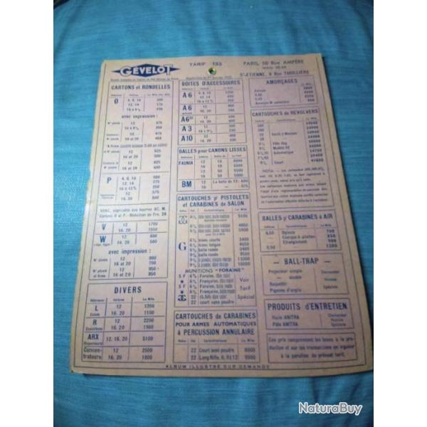 Livret tarif Gevelot janvier 1953 REF 6