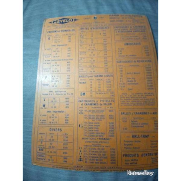 Livret tarif Gevelot janvier 1954 REF 7