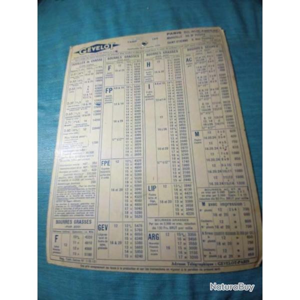 Livret tarif Gevelot janvier 1955 REF 8