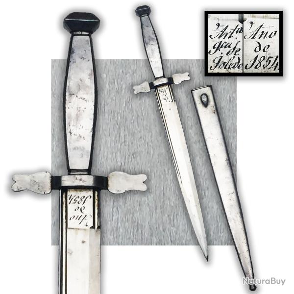 RARISSIME DAGUE DE LUXE ESPAGNOLE '' ANO DE 1854 ARTILLERIE TOLEDO '' XIX ORIGINAL