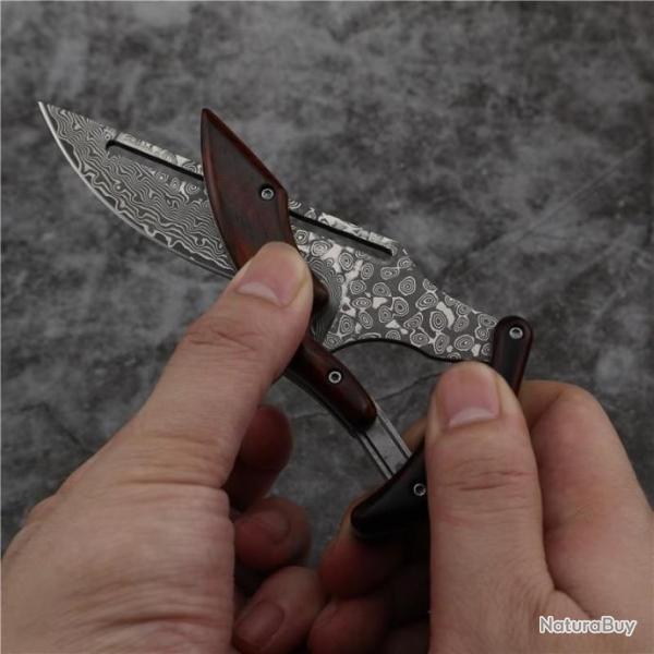 Couteau pliant damas 66 couches SANS fourreau !