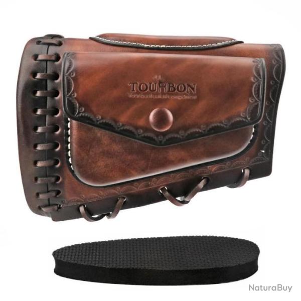 Sabot amortisseur tampon de recul busc avec pochette lat�rale en cuir Tourbon - Cuir marron
