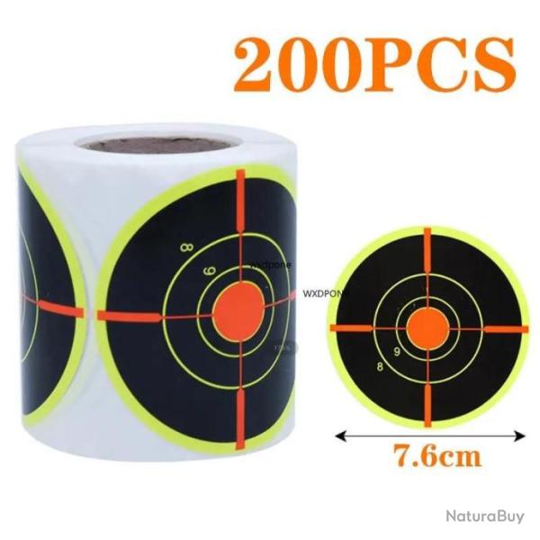 Rouleau 200 cibles r�actives autocollante - Cible jaune r�ticule