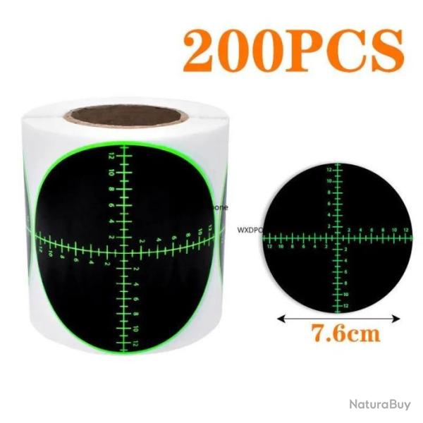 Rouleau 200 cibles ractives autocollante - Rticule vert