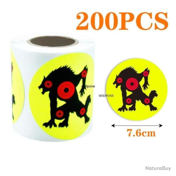 Rouleau 200 cibles r�actives autocollante - Loup garou