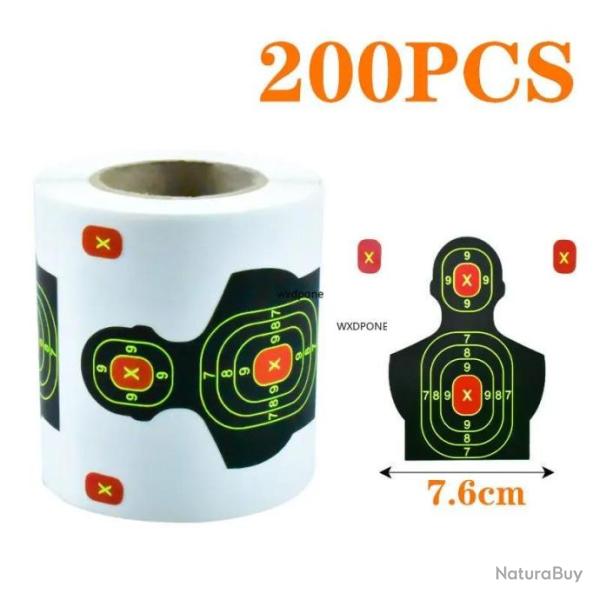 Rouleau 200 cibles r�actives autocollante - Humanoide avec pastilles