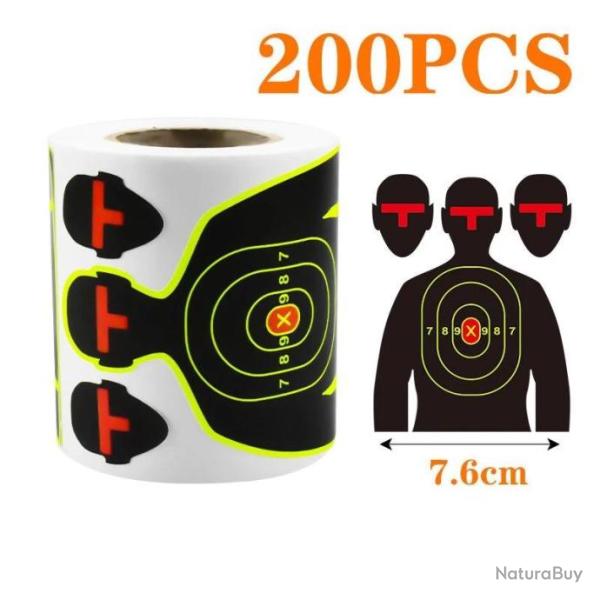 Rouleau 200 cibles r�actives autocollante - Humano�de avec pastille t�te