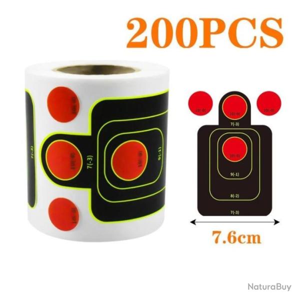 Rouleau 200 cibles r�actives autocollante - Humano�de carr� avec pastilles