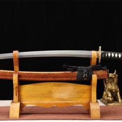 Katanas de guerrier Wakizashi, lame Damas en acier pli&eacute; T10 de qualit&eacute;, Dragon en laiton