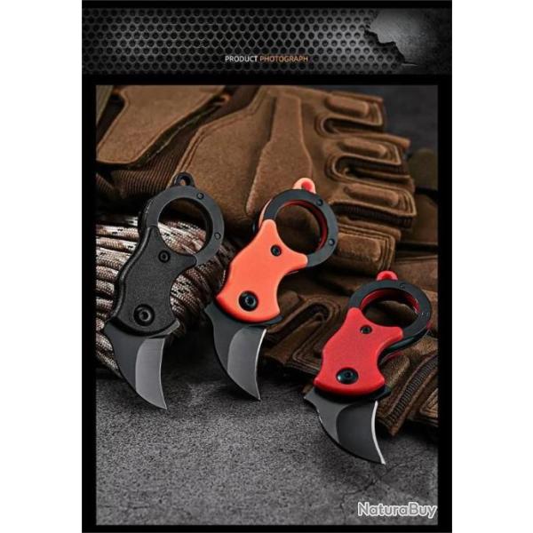 Petit Couteau griffe pliant multifonction survie Noir