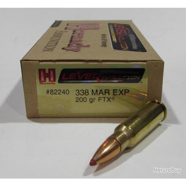 1 boite de 20 cartouches, cal 338 marlin express hornady FTX� LEVER evolution�200 grains