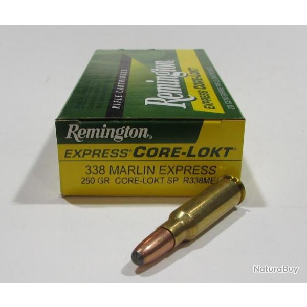 1 boite de 20 cartouches, cal 338 marlin express remington core lokt 250 grains