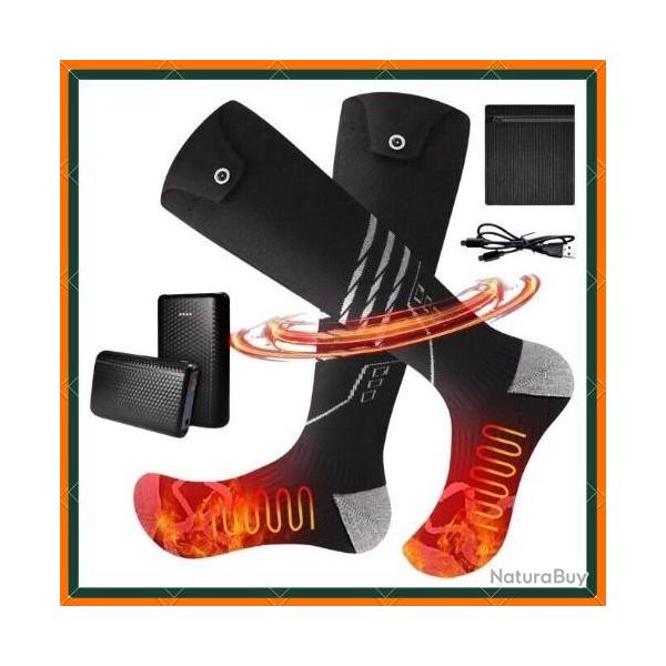 Chaussettes chauffantes USB 5000 mAh rechargeable - Noir - Livraison rapide