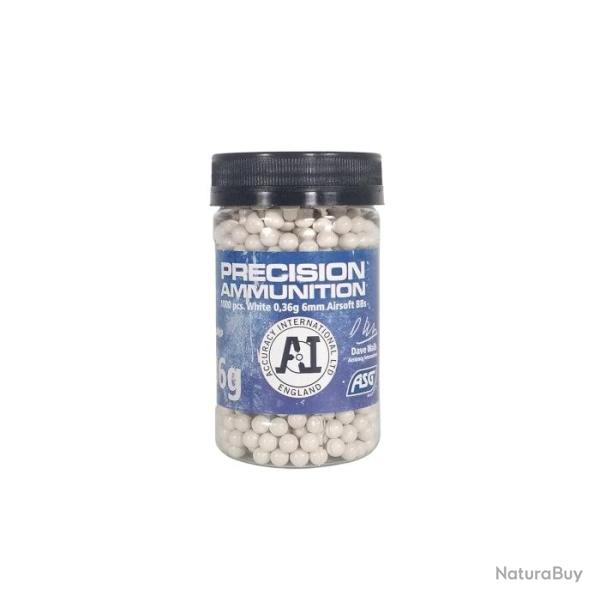 Billes ASG 0.36g Accuracy en pot de 1000 - Blanc