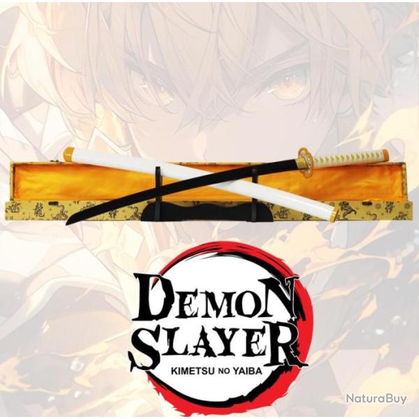 Coffret Katana Acier 1045 Tranchant Demon Slayer de Zenitsu Agatsuma