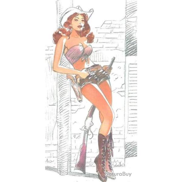 WINCHESTER et COLT FRONTIER sexy girl COW GIRL au Chapeau de cow boy WESTERN jolie fille et Carabine