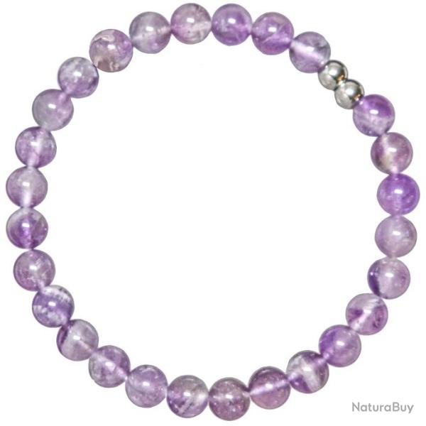 Bracelet en am�thyste � chevrons - Perles rondes 6 mm