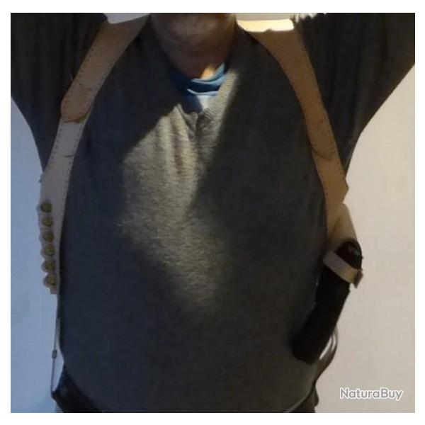 Holster Epaule pour DROITIER pour PYTHON 357 + Colt SAA 45/44/38 + NAVY 1851 + Remington 1858 etc.