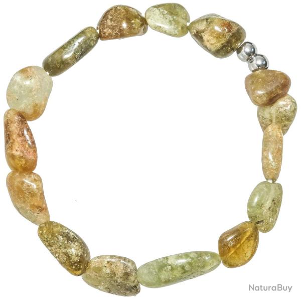 Bracelet en jaspe jaune et vert - Perles roul�es 10 � 15 mm