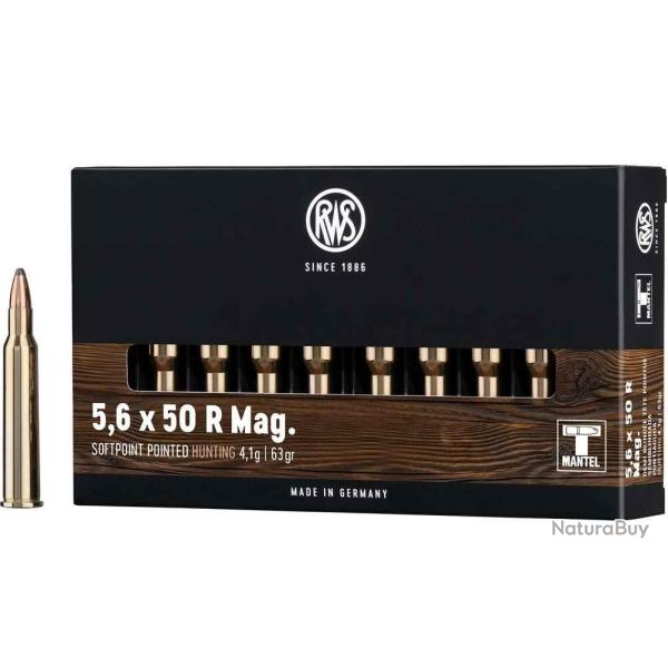 Cartouches RWS 5.6x50R MAG SOFPOINT POINTED HUNTING 4.1g / 63gr