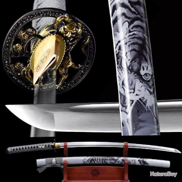 Katana Authentique Aff�t� � la Main, Acier Forg� 1060, Tranchant R�el, 103cm