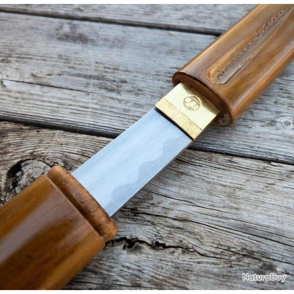 Katana Shirasaya Samurai Japonais Authentique en Acier Damas Pli�, Lame Aff�t�e, V�ritable