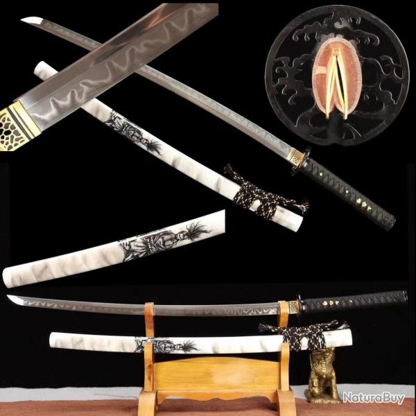 Katana Japonais Authentique, Acier T10 Tremp� � l'Argile, Tranchant Aff�t�, Combat R�el