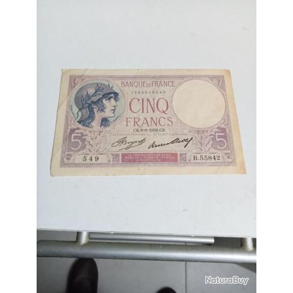 Billet de 5 Francs 1933 Femme Casqu�e en SUP
