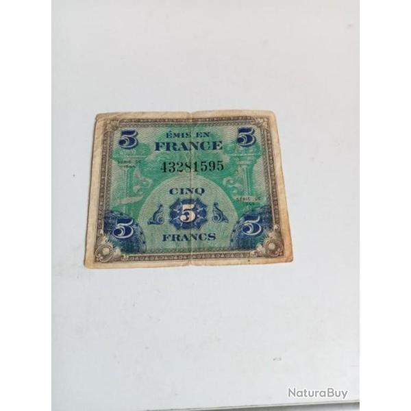 FRANCE Billet Du D�barquement de 5 francs 1944