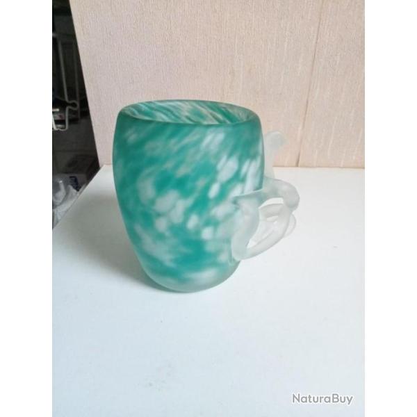 vase ancien pate de verre cristalerie d'art de toul hauteur 12 cm