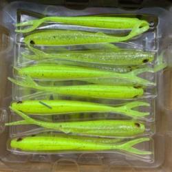Leurre souple de pêche slick finesse fox rage chartreuse ayu 11cm