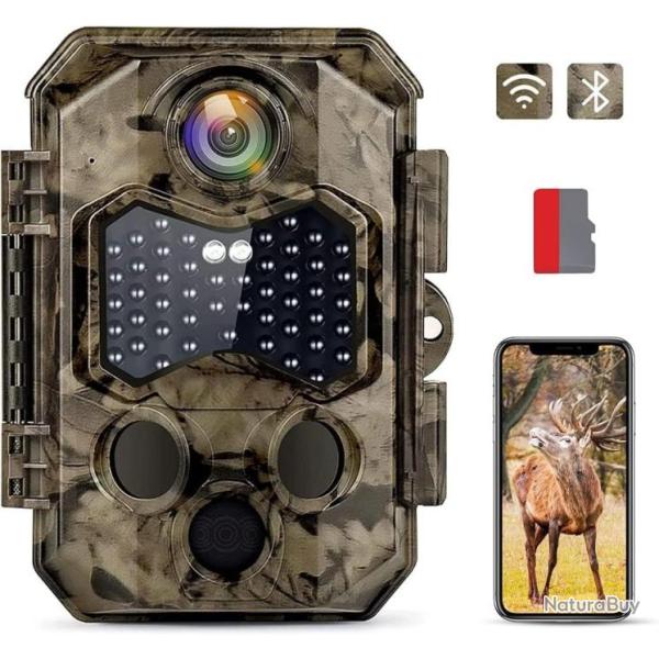 Cam�ra de Chasse WIFI Bluetooth 4K 32MP Grand Angle 125� 940nm LED Infrarouge Invisible