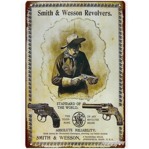 PLAQUE METAL SMITH ET WESSON REVOLVERS