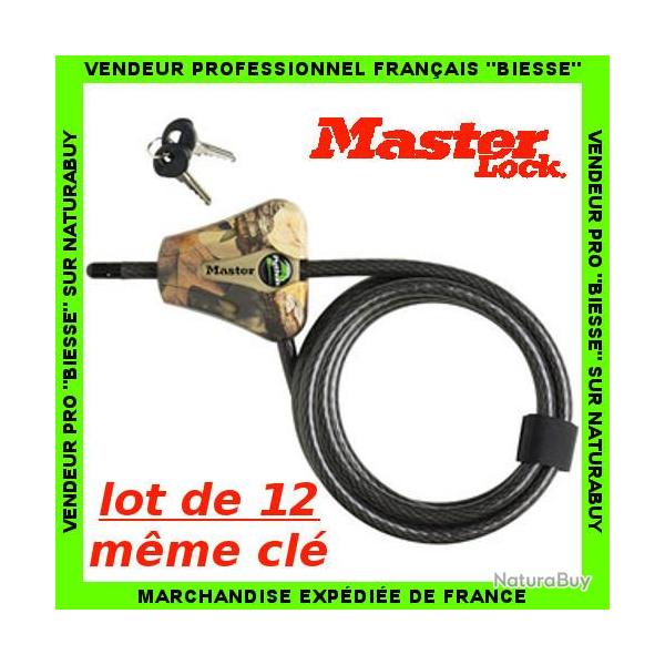 LOT DE 12 Cbles Python MASTERLOCK dcor CAMOUFLAGE scurisation pige photo treestand vtt outillage