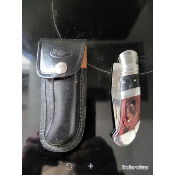 SUPERBE COUTEAU LAGUIOLE PLIANT  AVEC ETUI CUIR AUX ENCHERES !!!!