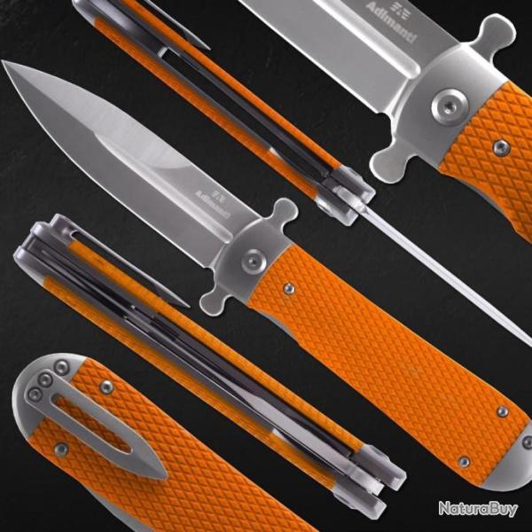 Couteau Ganzo Adimanti Samson Orange Lame Acier D2 Manche G10 Linerlock Clip GASAMSONOR