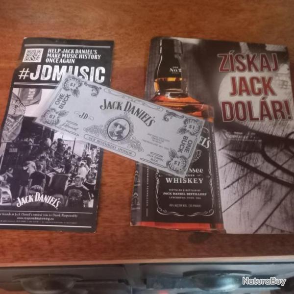 2 publicit�s  " JACK DANIEL's "  +   BILLET 1 DOLLAR JACK DANIEL'S
