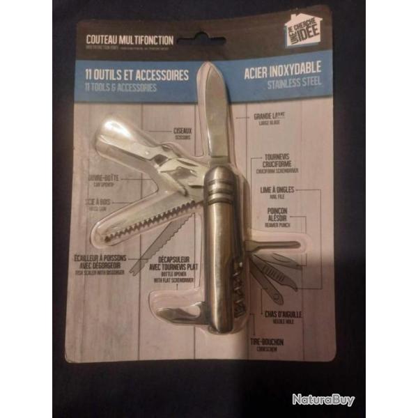 Couteau multifonction 11 Outils Acier Inoxydable