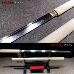 Katana Shirasaya Japonais V&eacute;ritable, Lame en Acier T10, Tranchant Aff&ucirc;t&eacute;, Full Tang
