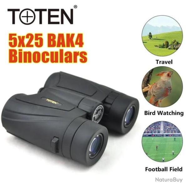 TOTEN Jumelles 5x25 BAK4 Noir paiement en 3 ou 4 fois  - LIVRAISON GRATUITE !!
